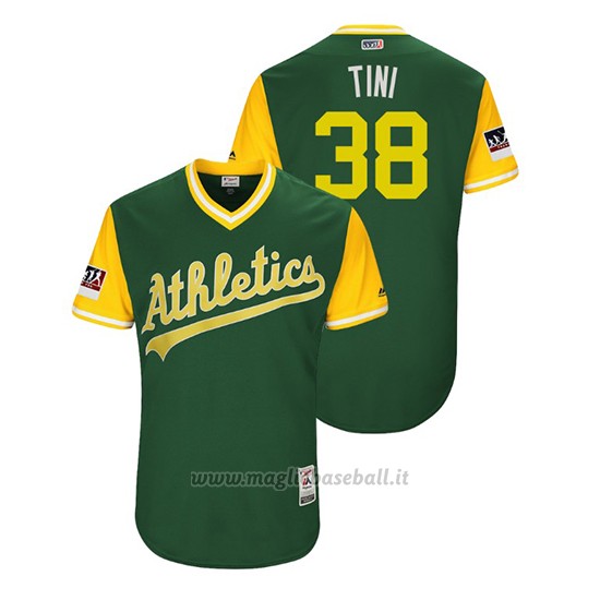 Maglia Baseball Uomo Oakland Athletics Nick Martini 2018 Llws Players Weekend Tini Green